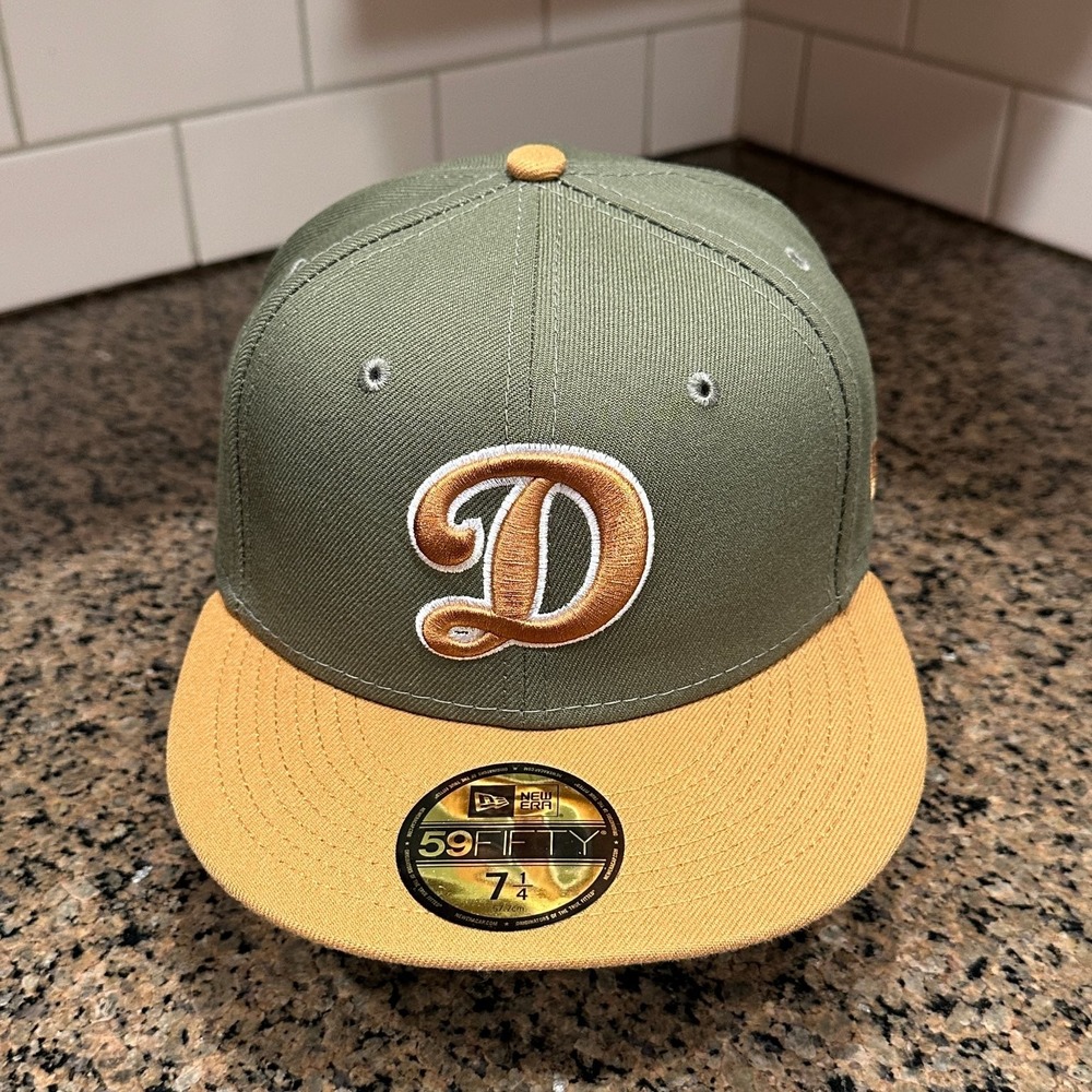 Los Angeles Dodgers New Era 59FIFTY Fitted Hat 7 1/4 Green Tan New